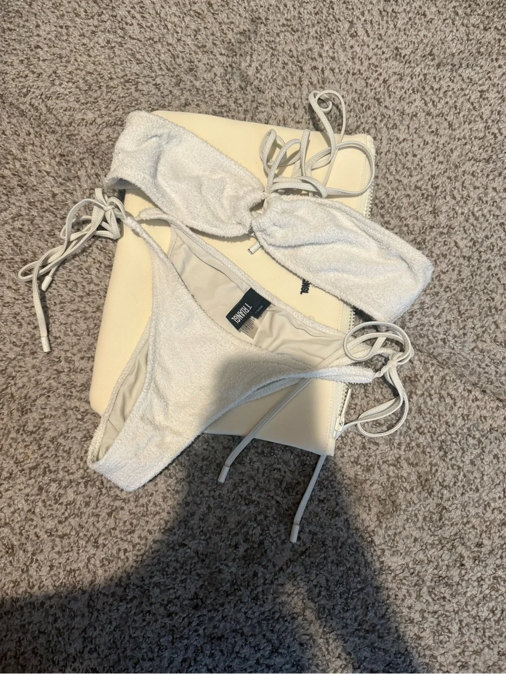 triangl swimwear white coconut terry bikini set